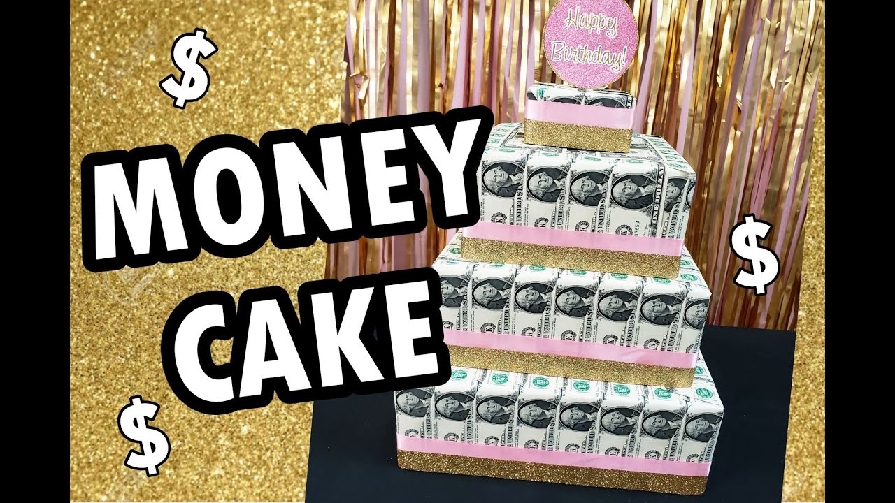 4 tier square money cake - How to make tutorial - Creative way to give cash