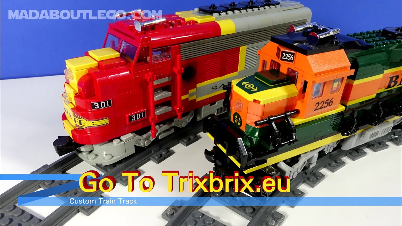 TrixBrix R56 Curves LEGO custom train track parts.