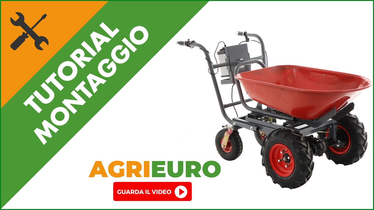 Carriola elettrica a batteria Geotech CAR 300T-100 - Batteria da 40V e 6 Ah: montaggio