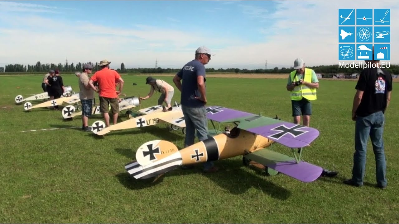ALBATROS DV, FOKKER E.1 & 2X FOKKER E.3 RC SCALE MODELS EUROFLUGTAG AERO CLUB RHEIDT 2016
