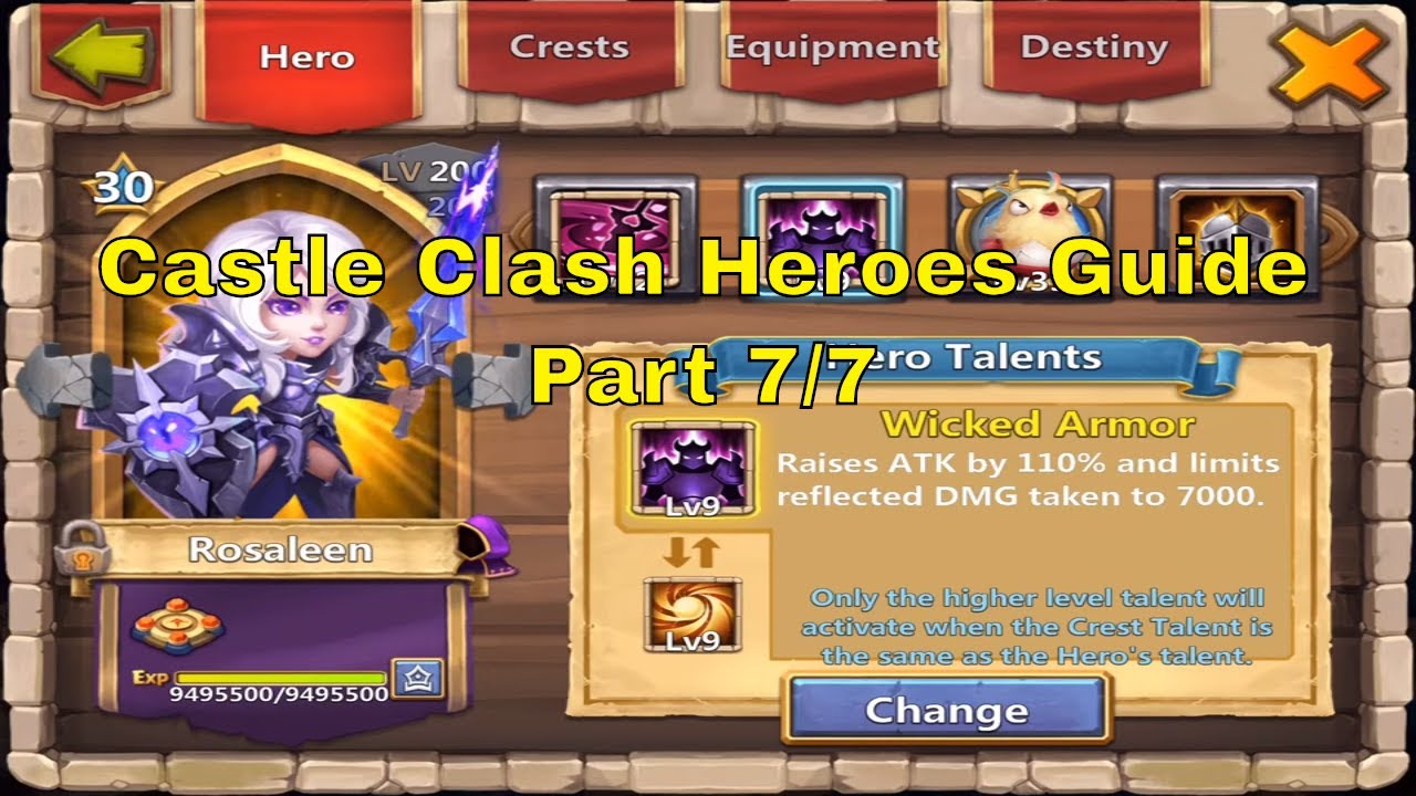 Castle Clash All Heroes Best Talents, Enchantments, Traits, Insignias, Pets @ Million Might (7/7)