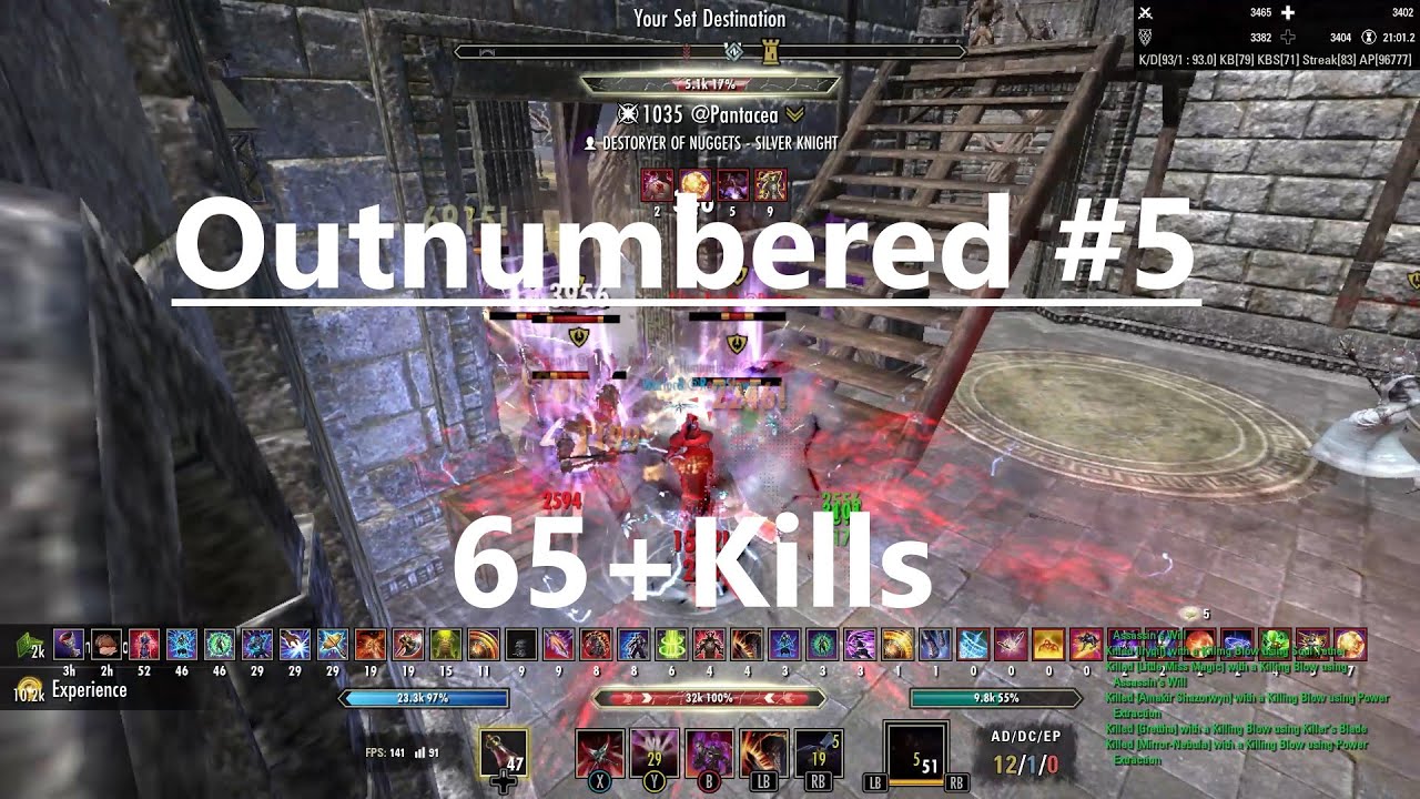 65+ Kill 1vX - Outnumbered PVP #5 - Hybrid Nightblade - Firesong
