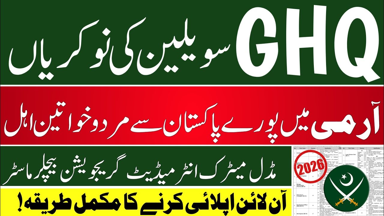 GHQ Jobs 2026 Apply Online | General Headquarter Jobs in Pakistan | Latest Govt Jobs