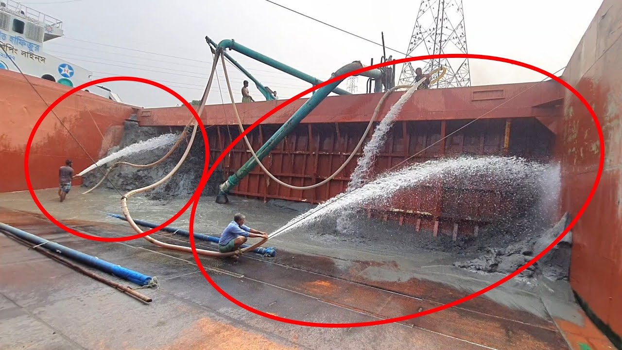 Unloading sand form ship barge unloading video unload sand from big barge ship 18