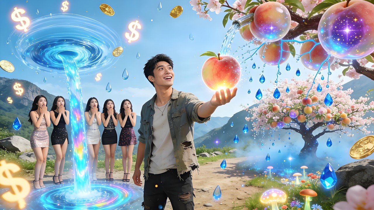 我失業回村，意外撿到仙界「垃圾通道」！爛桃子變靈果，死魚成神鮮！😱🍑