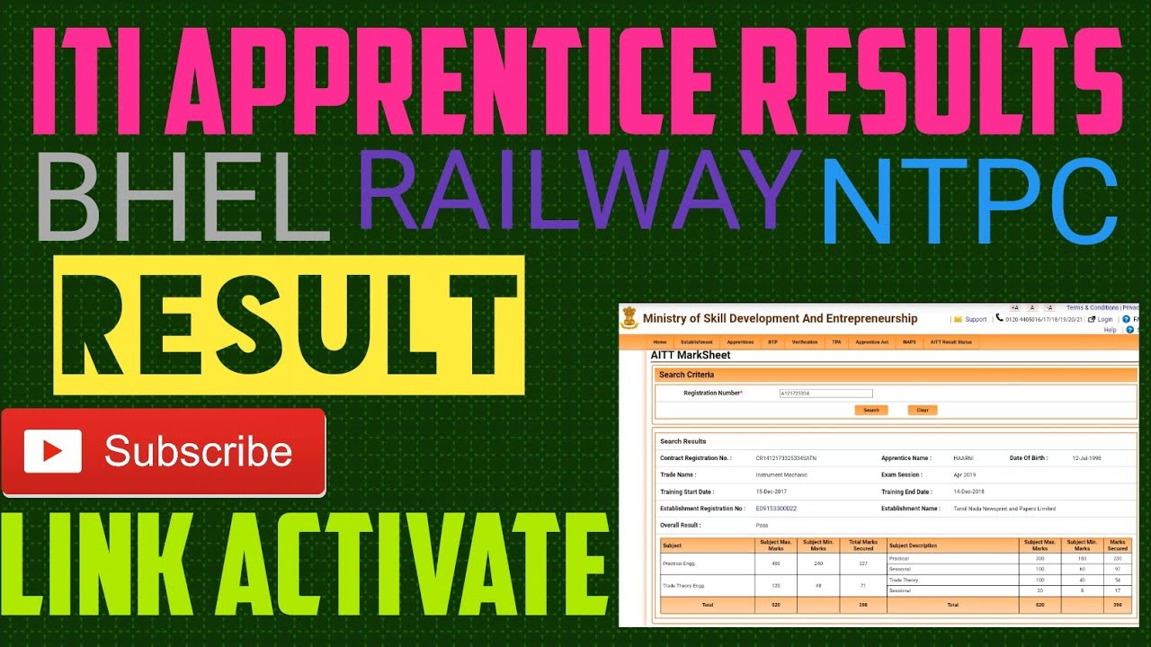 ITI APPRENTICE RESULTS 2019-20 ALL TRADE APPRENTICE RESULTS