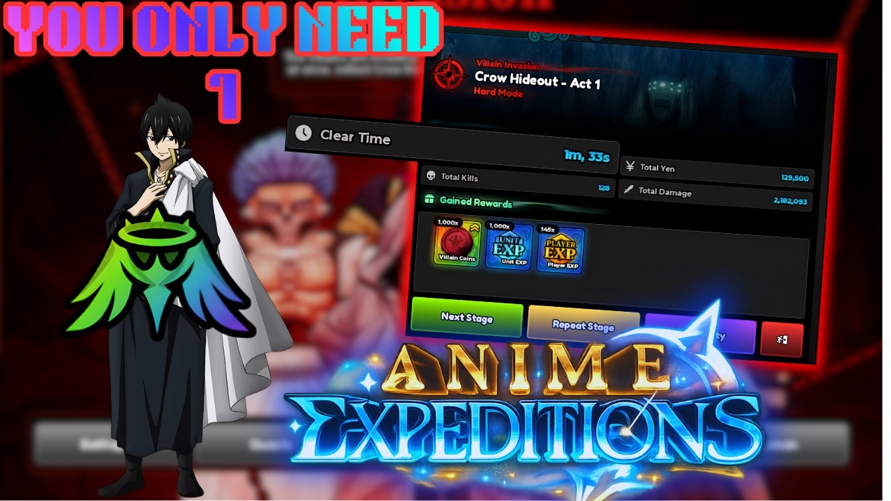 Fastest way to beat act 1 crow hideout with only unique being Judar ANIME EXPEDITIONS