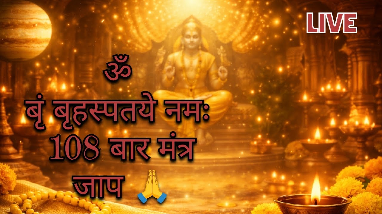 ॐ बृं बृहस्पतये नमः | 108 Baar Powerful Guru Mantra Live | Shubh Labh & Spiritual Energy