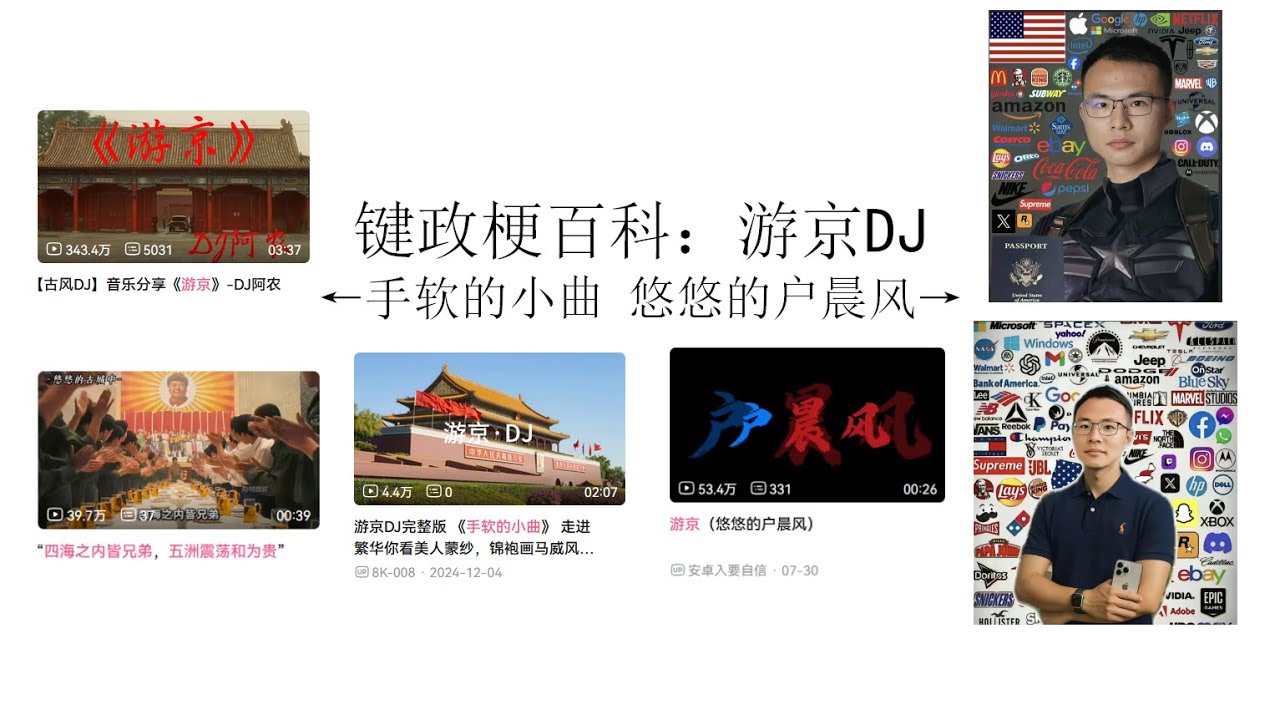 键政梗百科：游京DJ丨姜文的文革观丨悠悠的户晨风丨阳关灿烂的日子丨户晨风丨手软的小曲丨安卓苹果梗