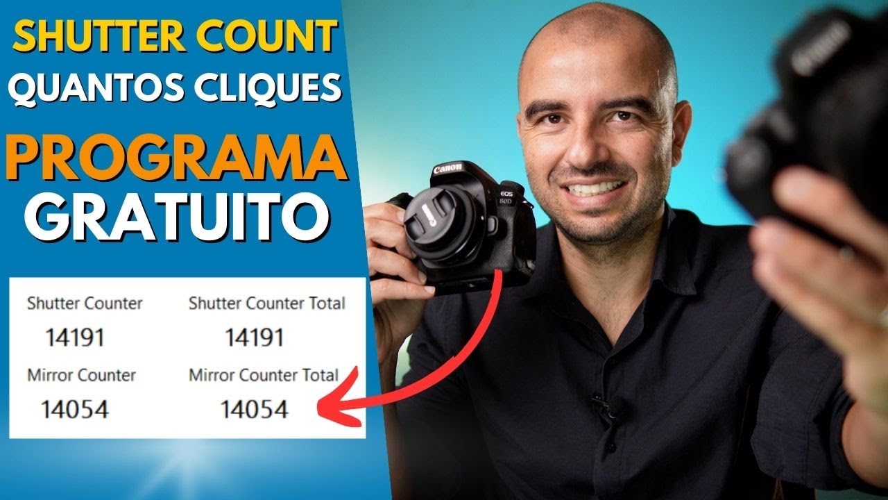 Simples e Gratuito. Como saber quantos cliques tem sua Câmera fotográfica. FREE SHUTTER COUNT