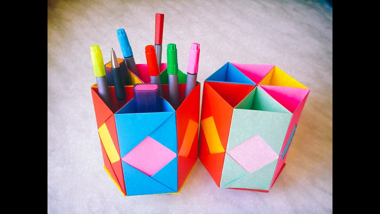 Kağıttan Kalemlik (Pencil Case )Yapımı Origami 16