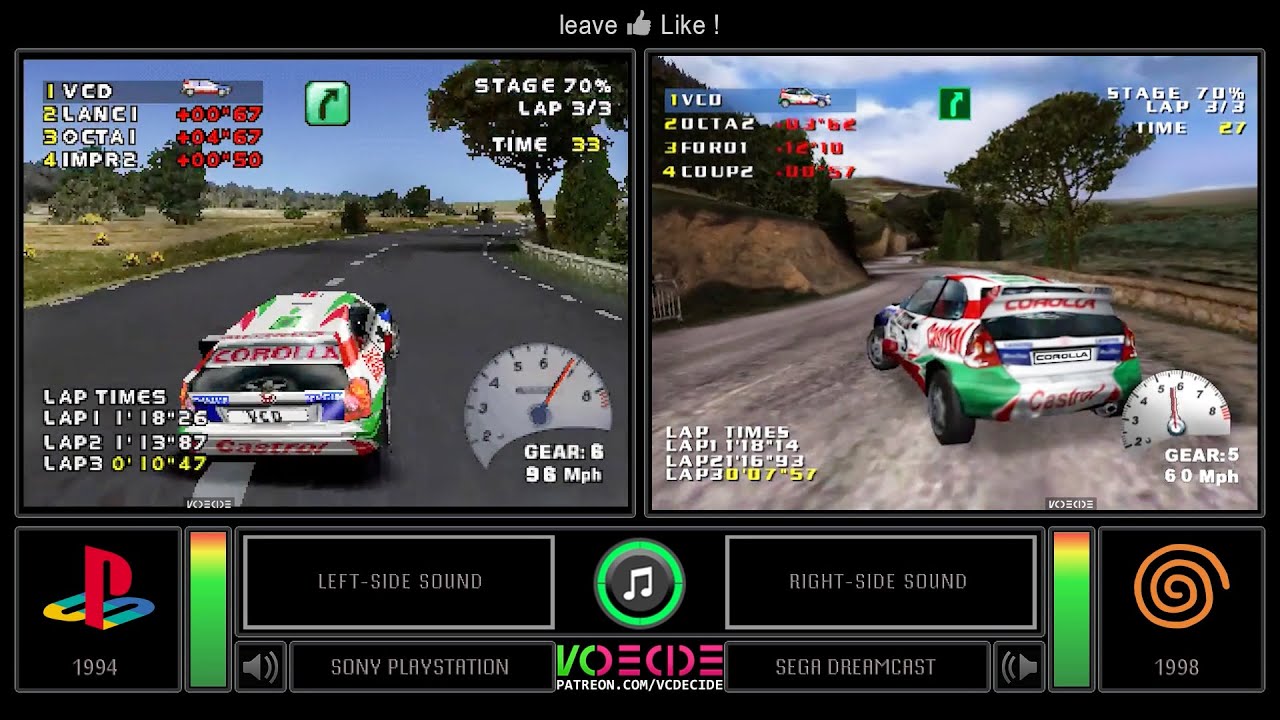 V-Rally 2 (PlayStation vs Dreamcast) Side by Side Comparison