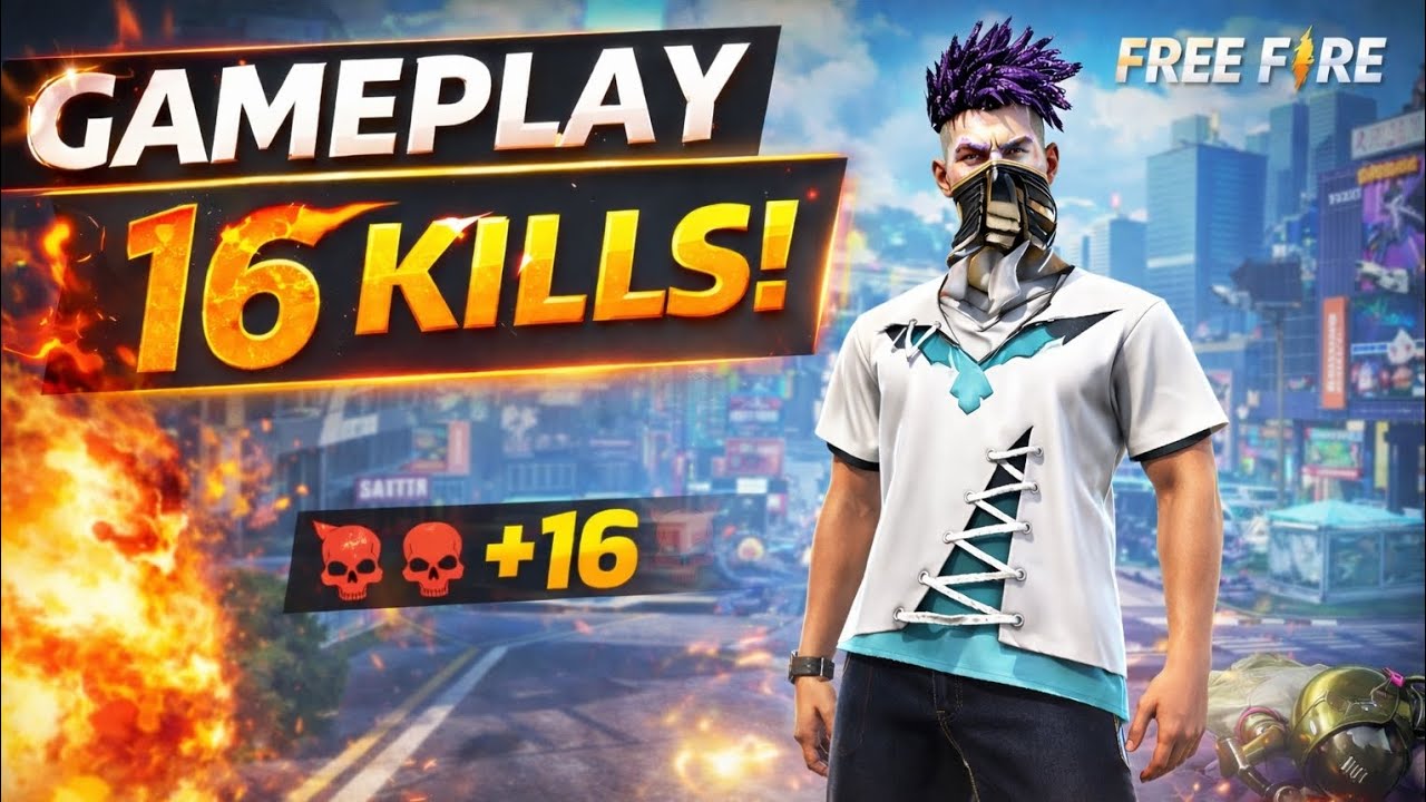 Free Fire 16 Kills ☠️ Battle Royal Solo Match MP40 + HAMMER ⚒️