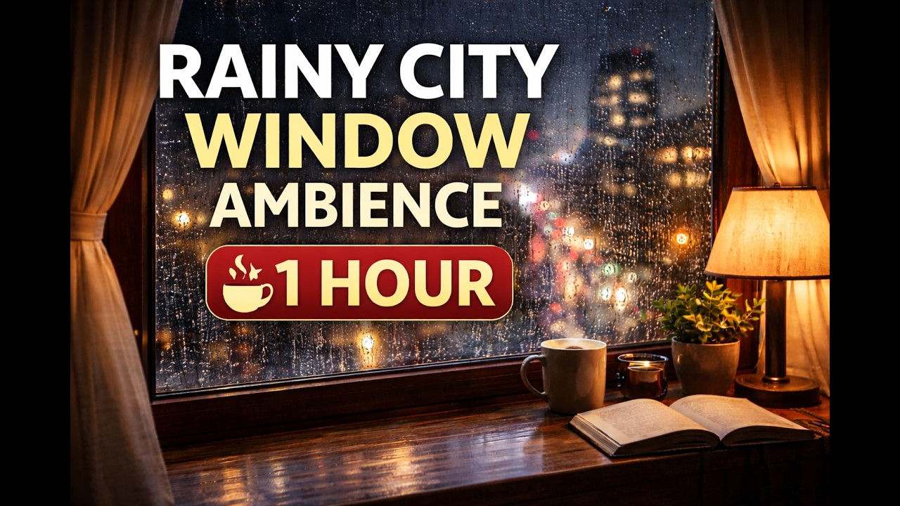 Rainy City Night 🌧️ Cozy Window Ambience | 1 Hour Rain Sounds for Deep Sleep, Study & Relaxation