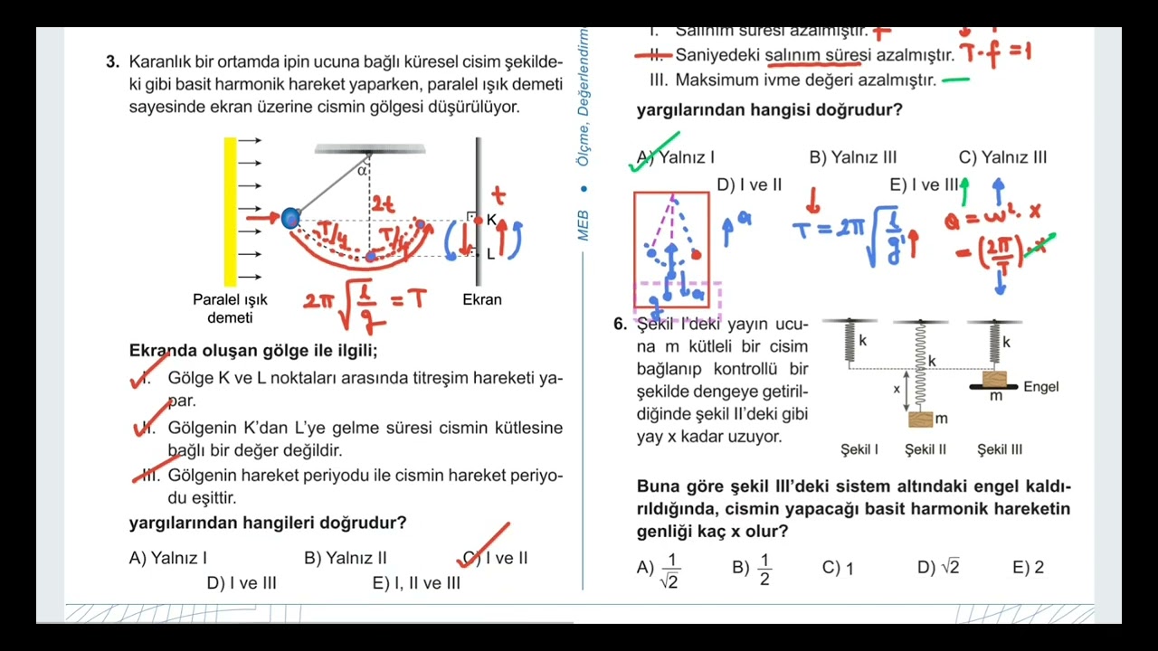 Test-15- Basit Harmonik Hareket-5 (Meb Kazanım Kavrama Testi- 12. Sınıf - KK-15)