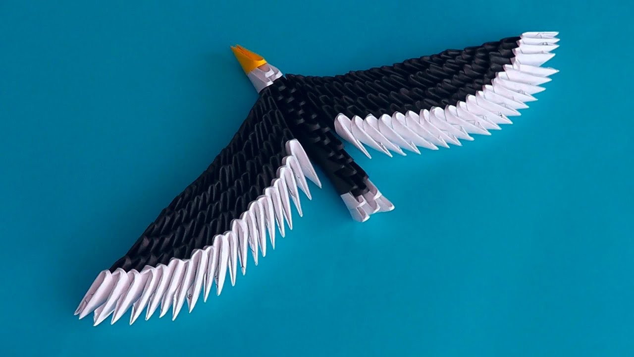 How to make a paper hawk (an eagle). 3D origami tutorial (instructions)