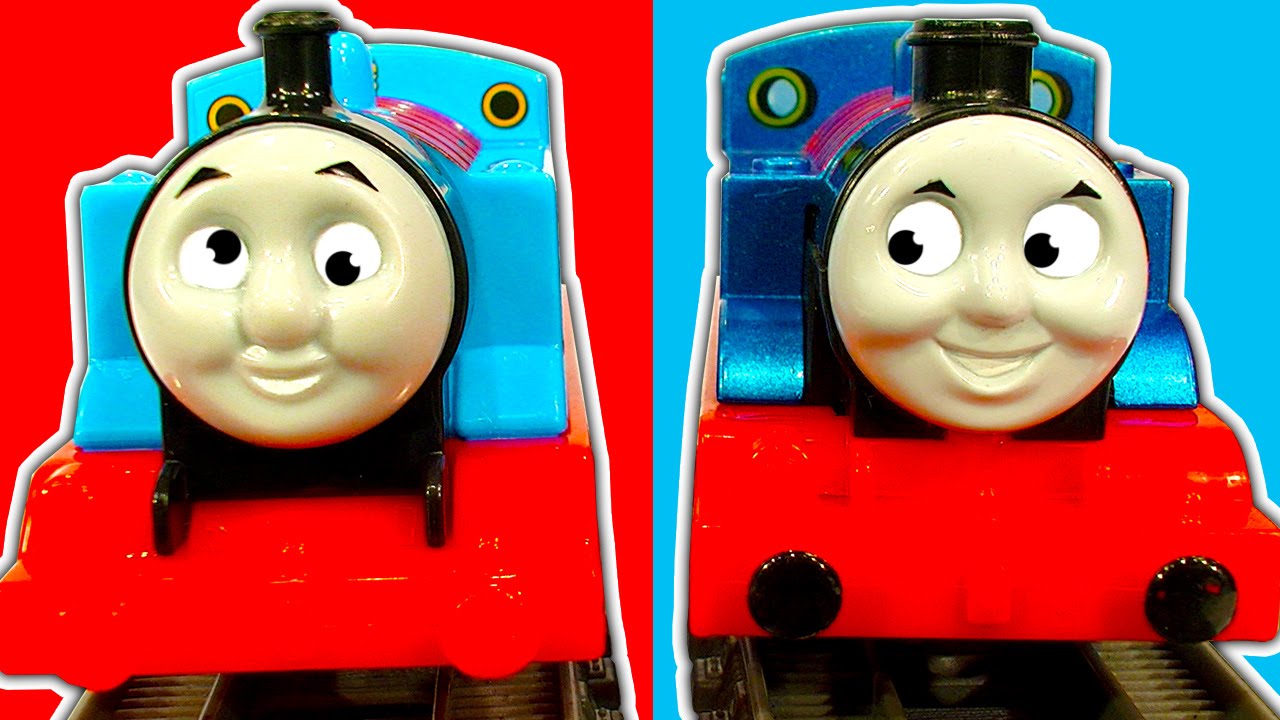 Thomas Red Vs Blue Vs Classic Thomas The Tank Engine Train Race & Crashes