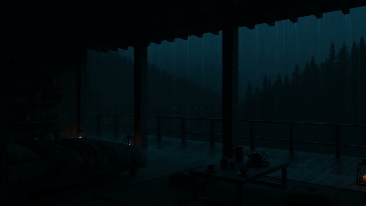 Heavy Rain Outside the Wooden Cabin 🌧  | Warm Lantern Light & Peaceful Sleep Sounds