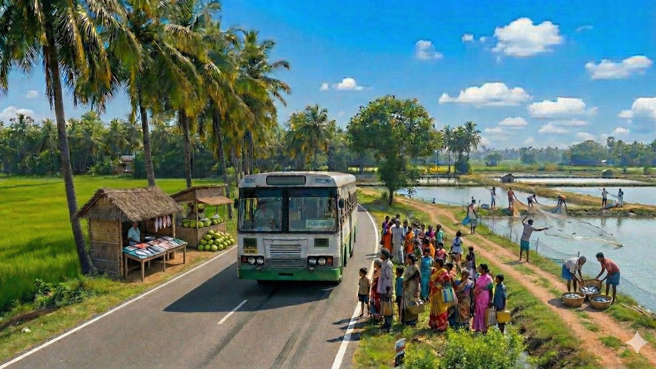 రాజమండ్రి - అమలాపురం | Beautiful 😍 Konaseema ✅ | Andhra Pradesh Pallevelugu Bus series | Apsrtc 