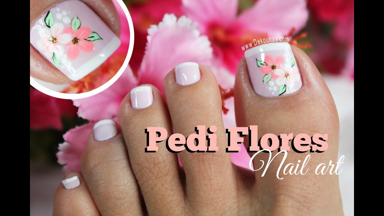 Diseño de uñas Pies de flores FACIL - Easy flowers Toenail art