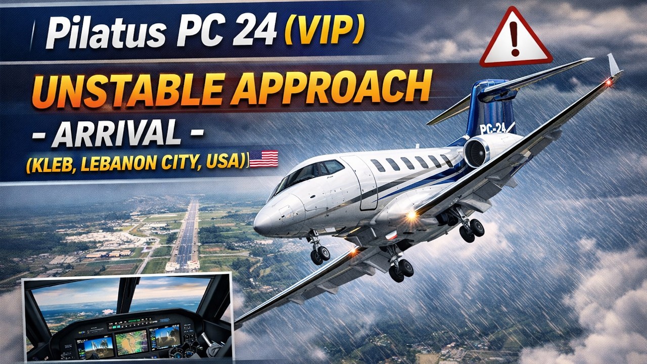 Pilatus PC 24 (VIP) - UNSTABLE APPROACH - ARRIVAL (KLEB, LEBANON CITY, USA)