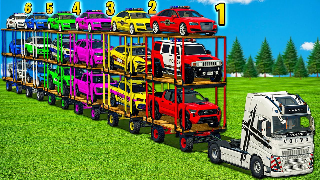 SUV VS POWER PICKUPS VS COPS AUDI A8 STUNNING TRANSPORT & FS 25 CHAOS! Farming Simulator 25