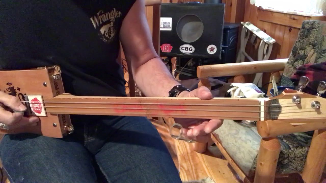 Nobody’s fault but mine Led Zeppelin fretless lesson on 3 string cigar box guitar