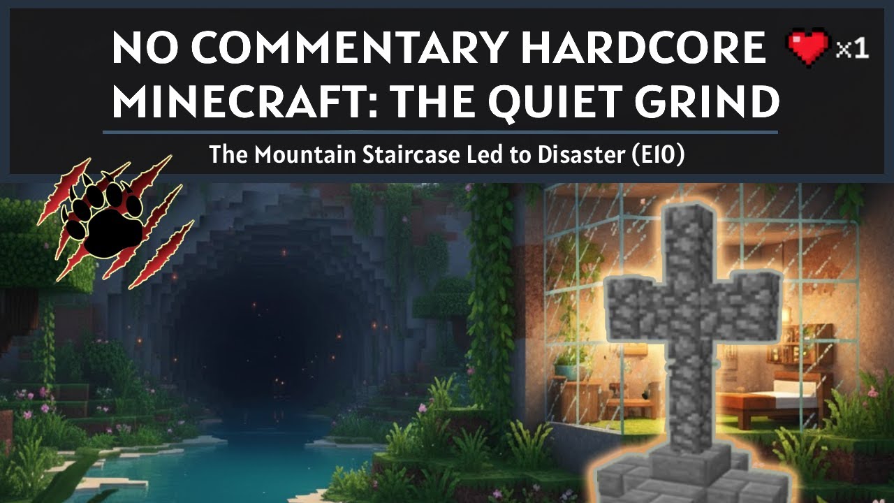 No Commentary Hardcore Minecraft: The Quiet Grind | RUN 8: The Mountain Stairs Led to Disaster (E10)