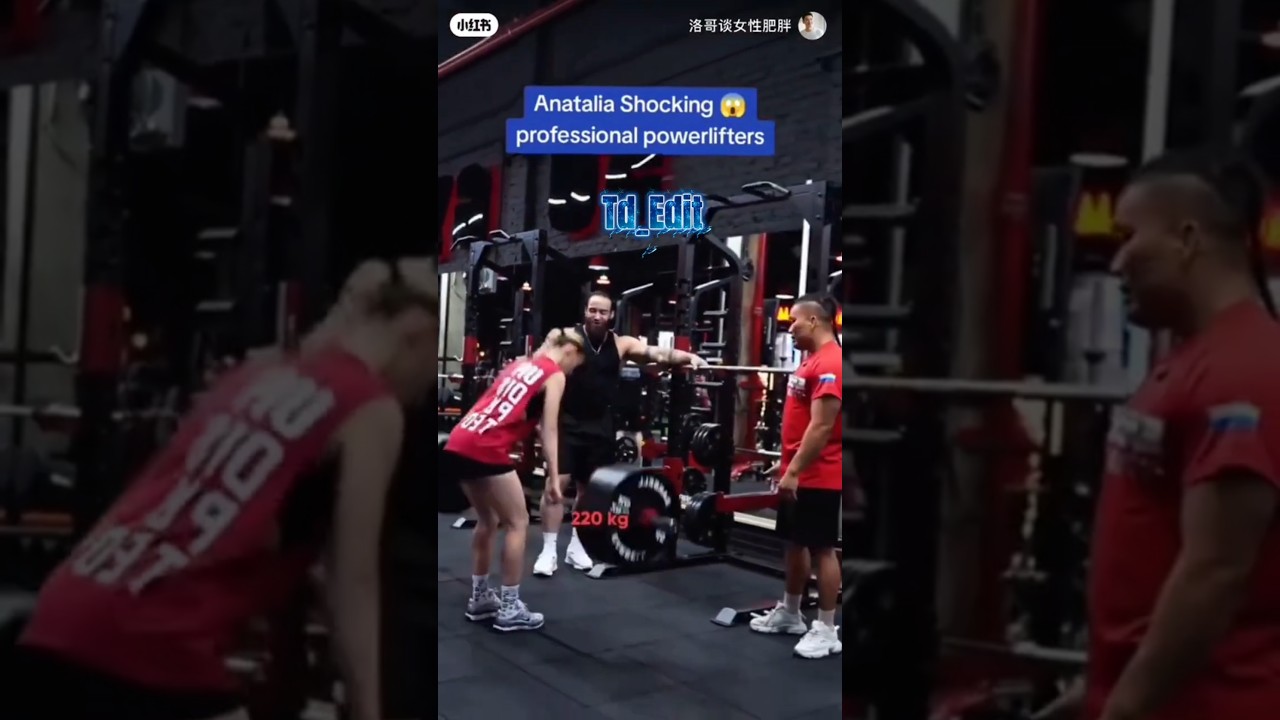 Anatalia Shocks Gym Bros: Skinny Girl Lifts 220kg! (Powerlifting Prank)#GymPrank #viral