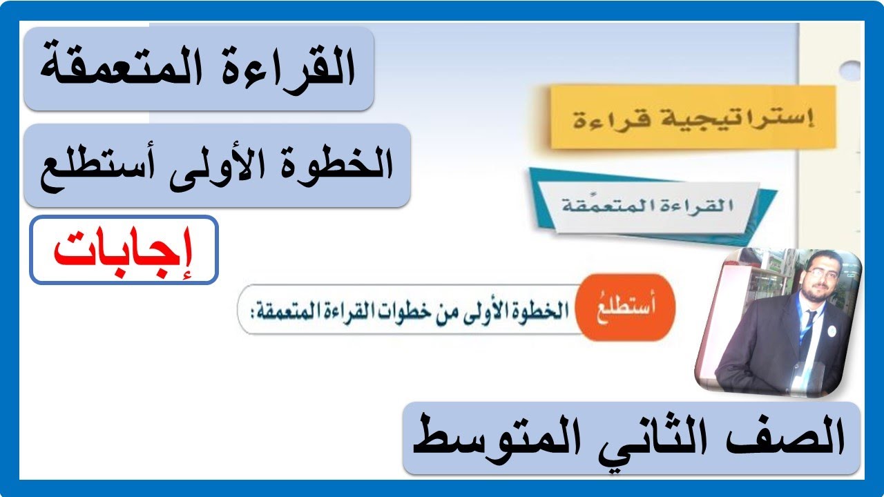 استراتيجية قراءة - القراءة المتعمقة - الخطوة الأولى أستطلع للصف الثاني المتوسط لغتي الوحدة الأولى