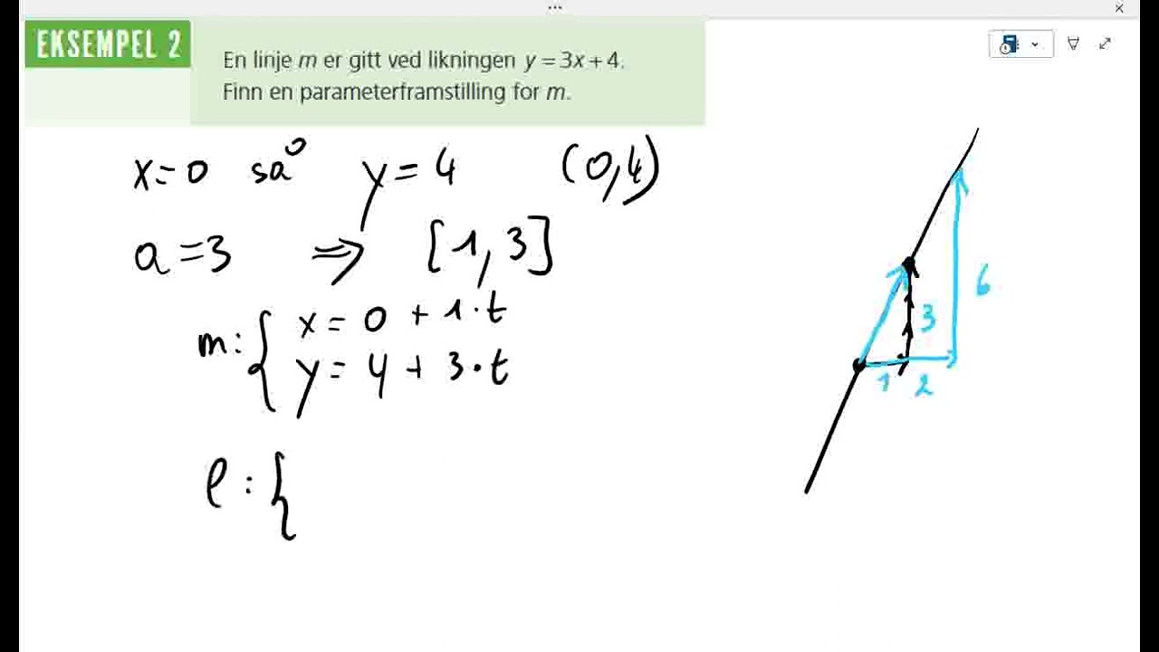 Matematikk R1   7A Paramterframstilling for linjer oppgaver del 1