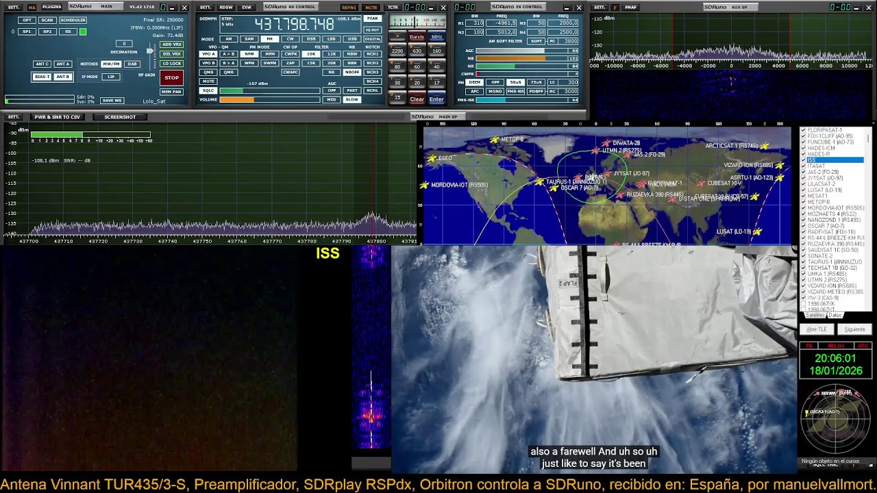 ARISS ISS QSO radioaficionados, 437.800 MHz, Directo, recibira en España el 18/01/2026 a 20:01 UTC.