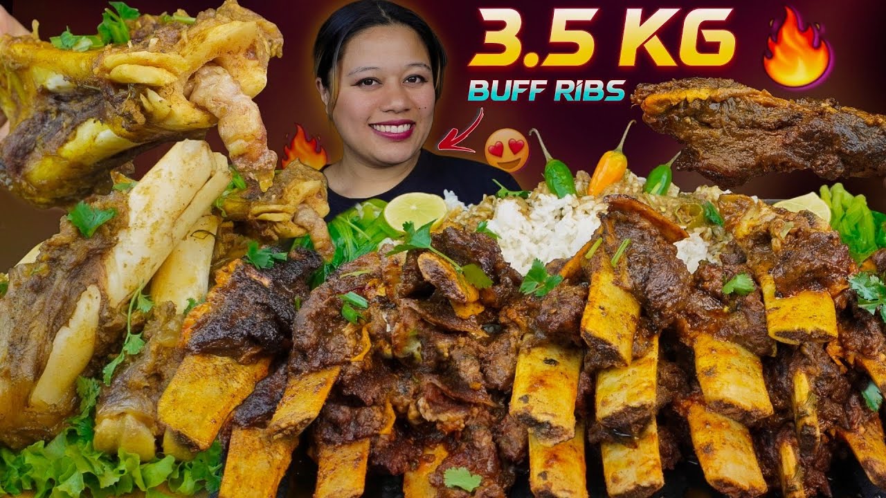 Massive 3.5KG Buff Ribs and bone with bone marrow Mukbang Feast! 🔥🥩