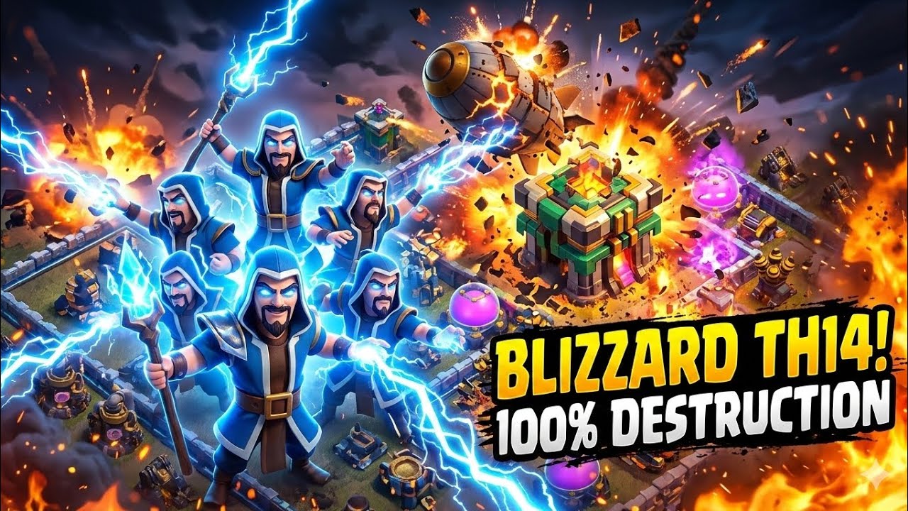 TH12 vs TH14 Ranked Battle – Super Wizard Blimp DOMINATION! 😳 | HR007 GAMER