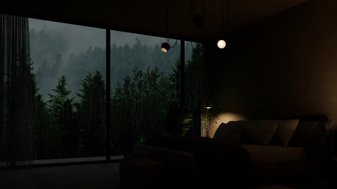 Rain Sounds for Sleeping | Calm Dark Rainy Home · Thunderstorm (NO ADS)