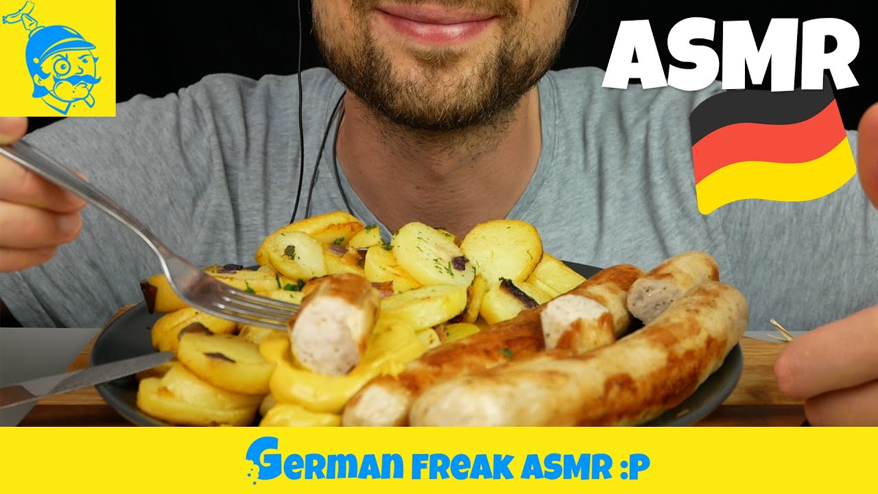 ASMR Bratkartoffeln mit Bratwurst essen (ASMR deutsch) 😋 - GFASMR
