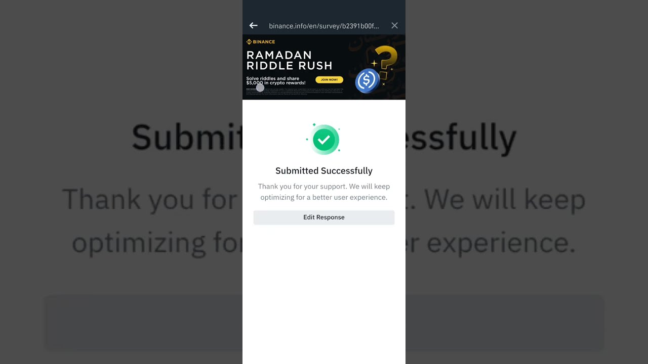 Binance Ramadan Riddle Rush || How to participate and Complete The Survey || Day 6