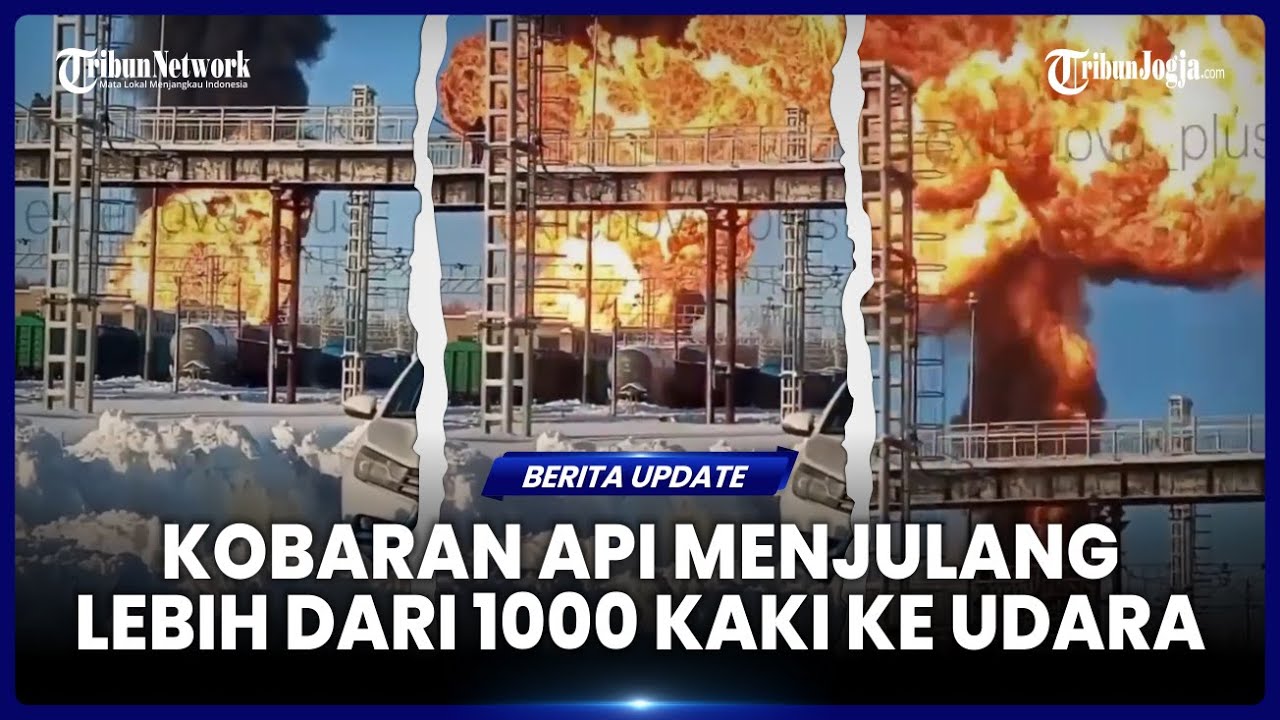 KERETA ANJLOK DI RUSIA PICU LEDAKAN DAN KOBARAN API MENJULANG 1000 KAKI KE UDARA