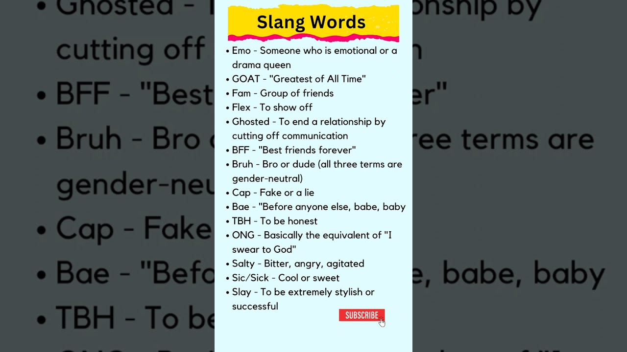 Slang Words In English. #shorts #englishspeaking #slangwords