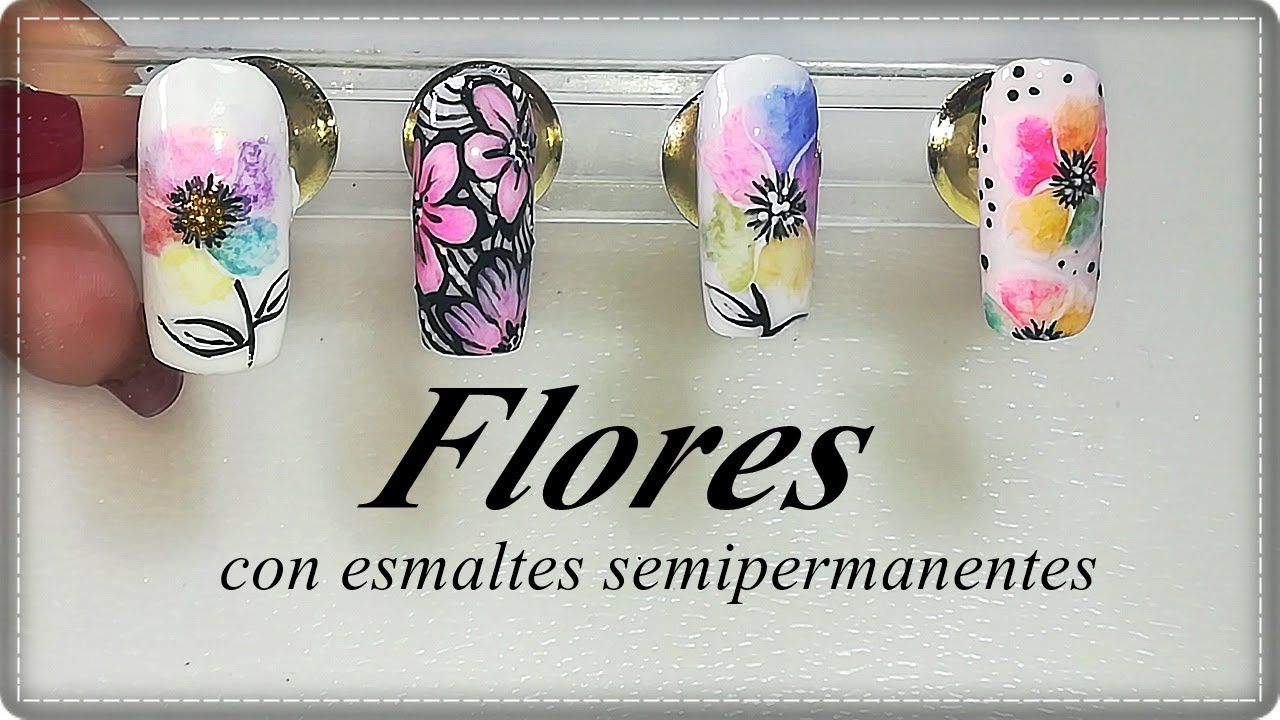 Flores acuarelas 🌺 con esmaltes semipermanentes/Desingnails Tay