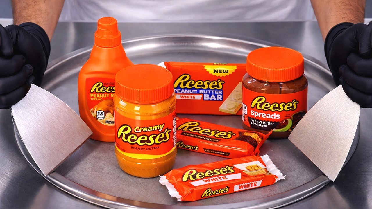 Reeses Peanut Butter Mix - Ice Cream Rolls | Satisfying Visual ASMR