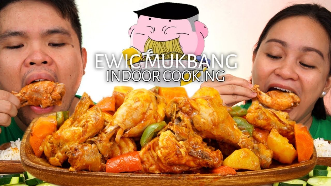 INDOOR COOKING | CHICKEN AFRITADA | Filipino Food Mukbang | Mukbang Philippines | Ewic Mukbang