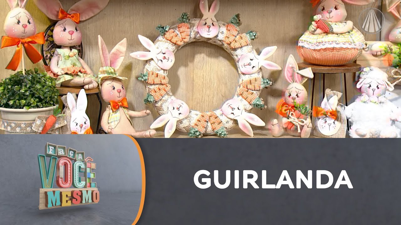 Guirlanda de coelhinhos feita com isopor e tecido | PÁSCOA