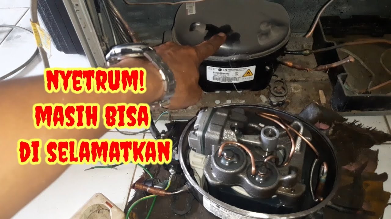 memperbaiki kompressor kulkas inverter yg nyetrum dengan cara dibelah