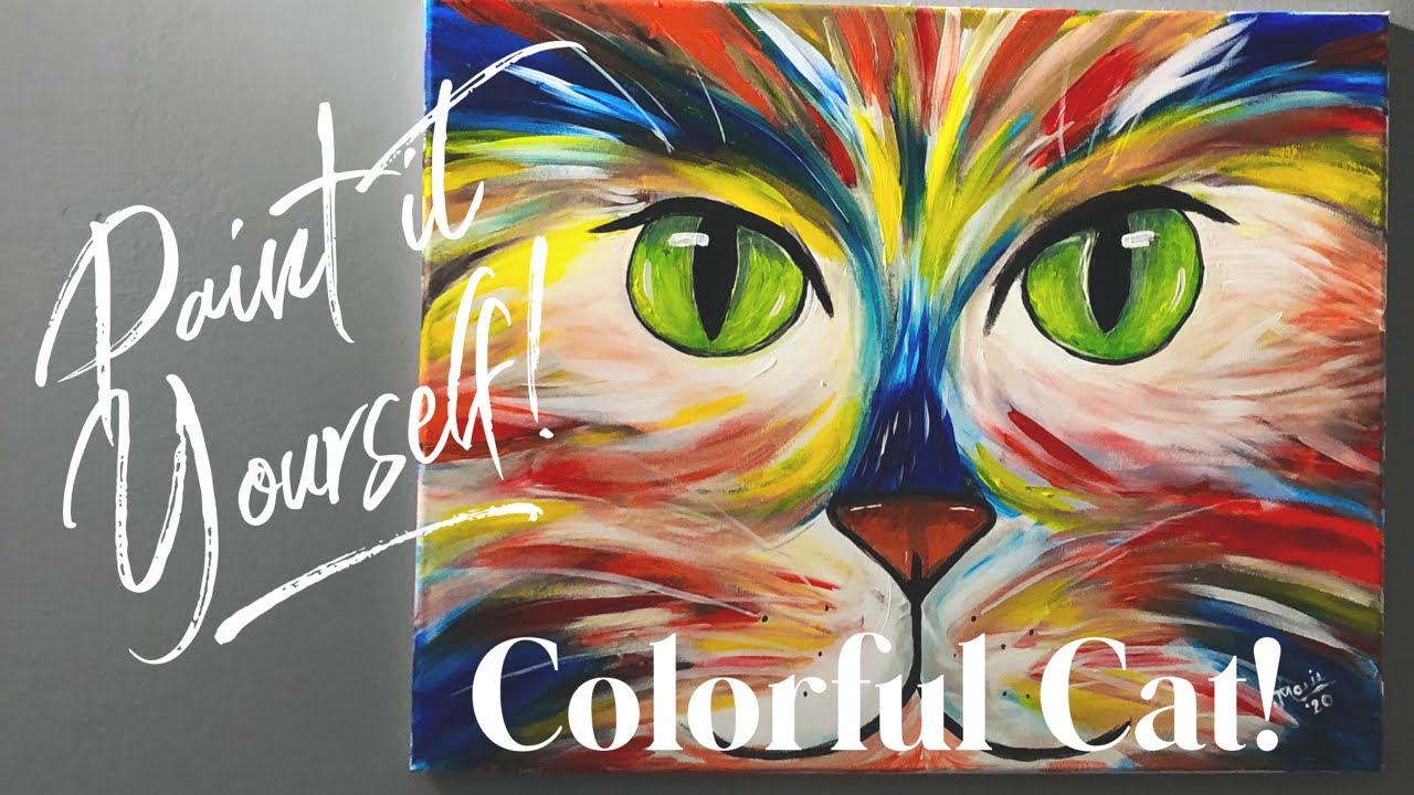 Paint It Yourself! Crazy Colorful Cat With Glow In The Dark Eyes!