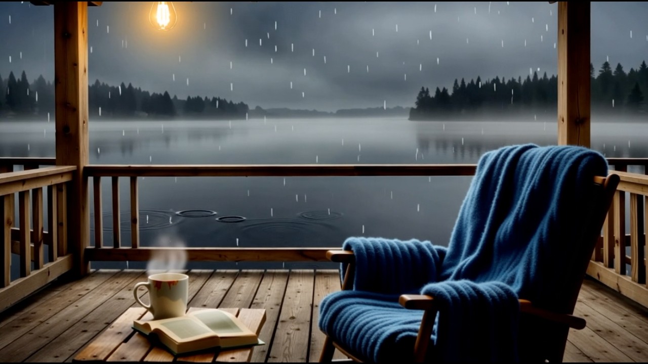 Instant Deep Sleep: Heavy Rain on Tin Roof & Foggy Lake Sounds – 8 Hour Dock Ambience