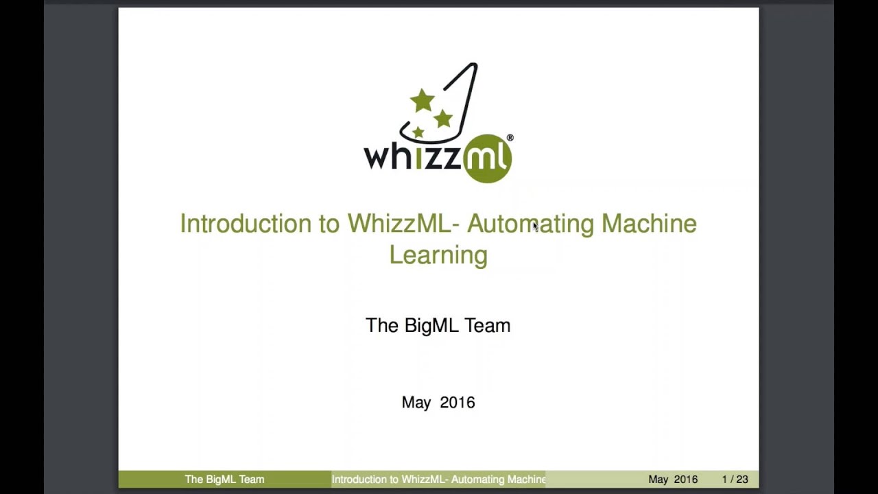 1st WhizzML Training Session  - Introduction to WhizzML