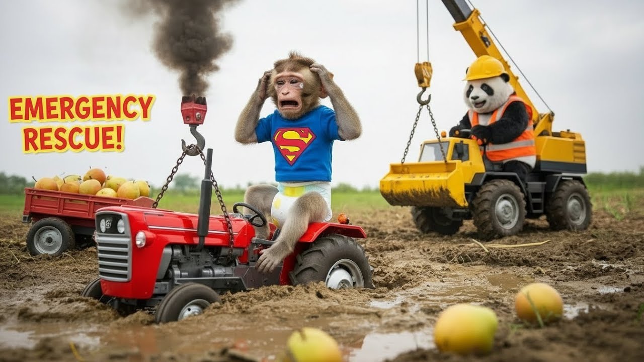 Farm Disaster Heavy Tractor Sinks in Mud During Pear Harvest 🍐🚜😱  IZI MONKEY FARM