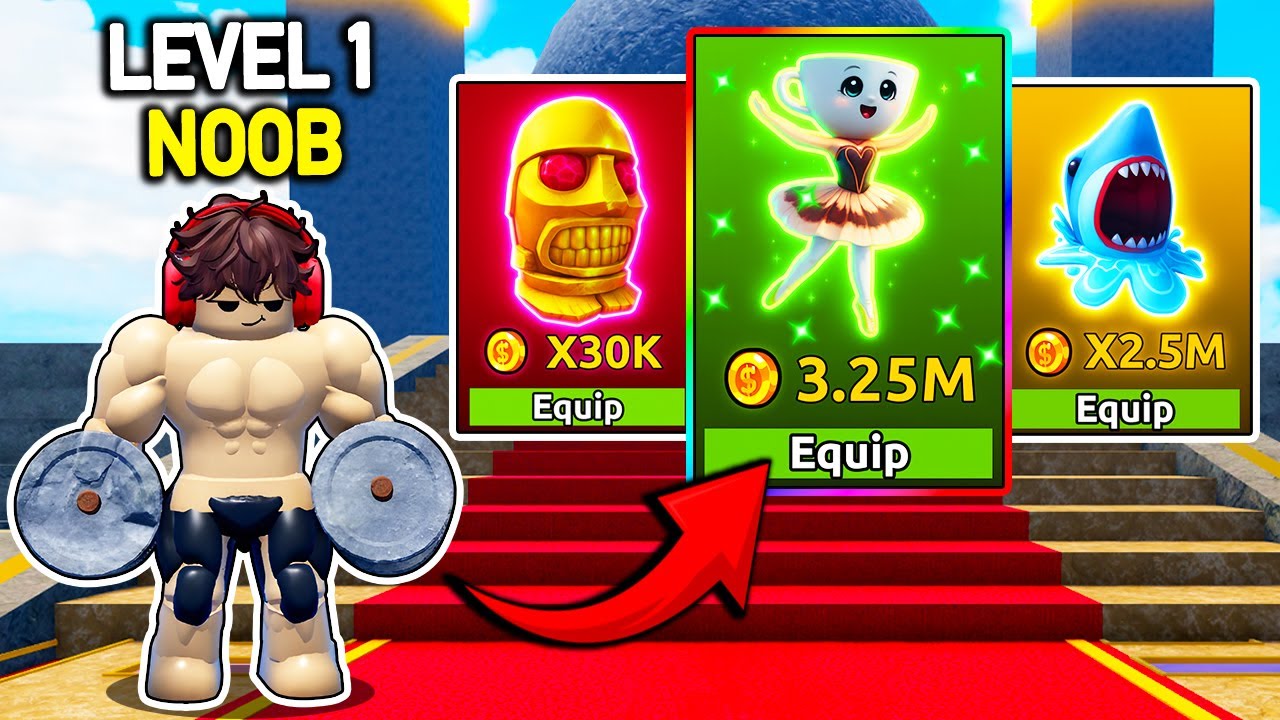 Starting Over as NOOB with OP PET in Sisyphus Muscle Push ! (Roblox)
