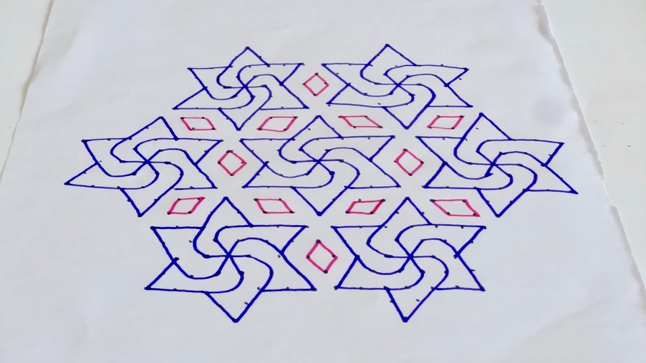 RANGOLI Design with Colours and dots| 19X10 |